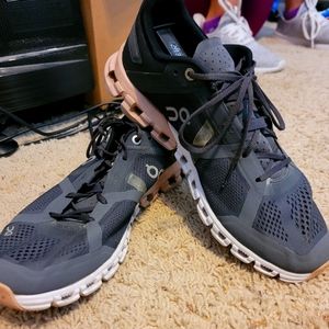 On running grey shoes